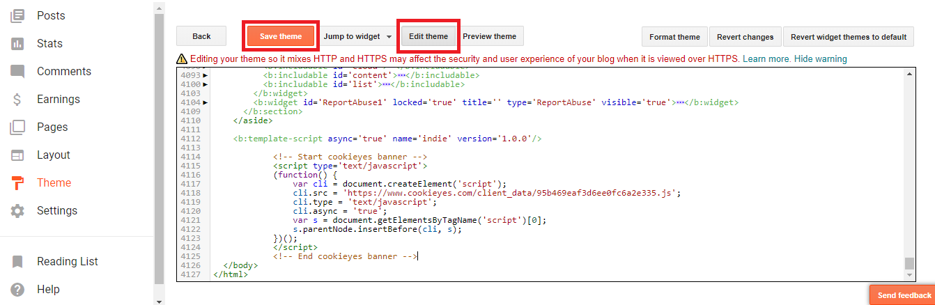 Edit HTML of a Blogger theme