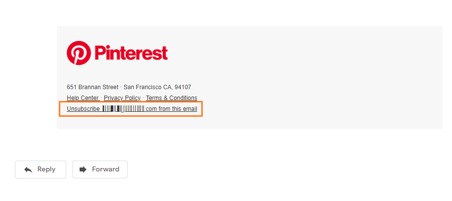 pinterest email subscription opt-out