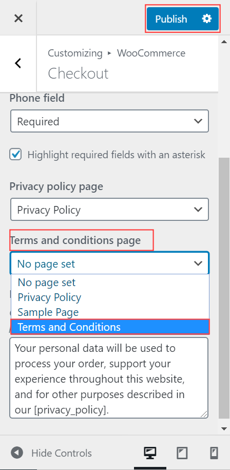 Add Terms and Conditions to WooCommerce checkout page