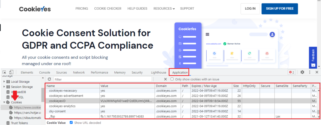 cookies details in chrome