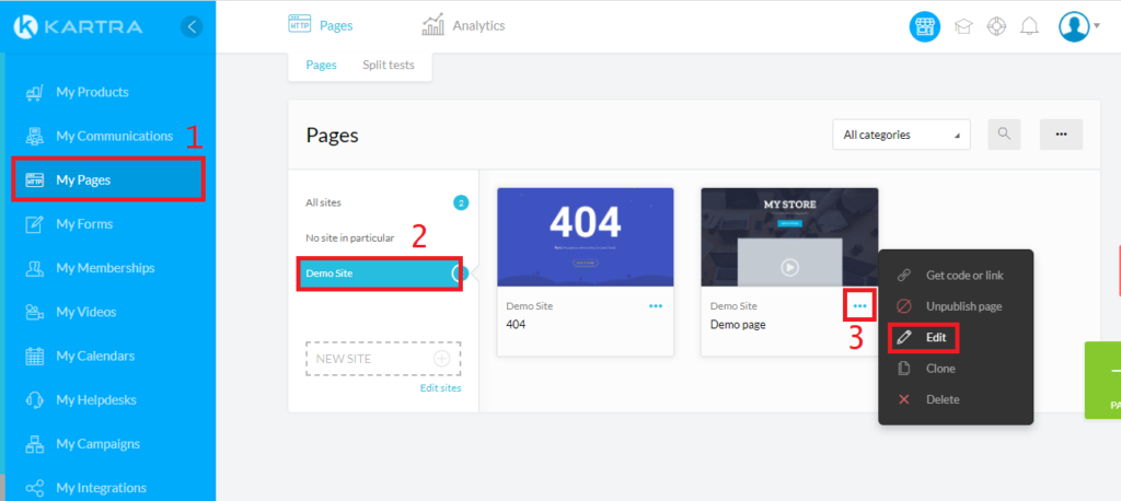 cookie banner installation steps on Kartra website