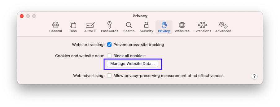 disable tracking cookies on safari