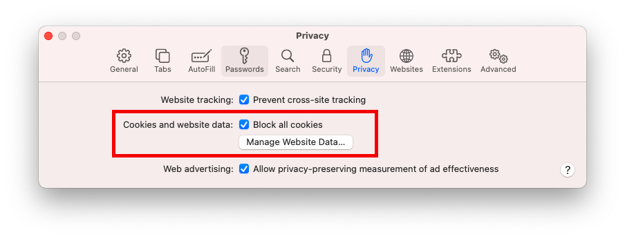 How to block cookies on Safari