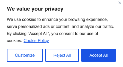 cookie policy linked on a cookie consent banner