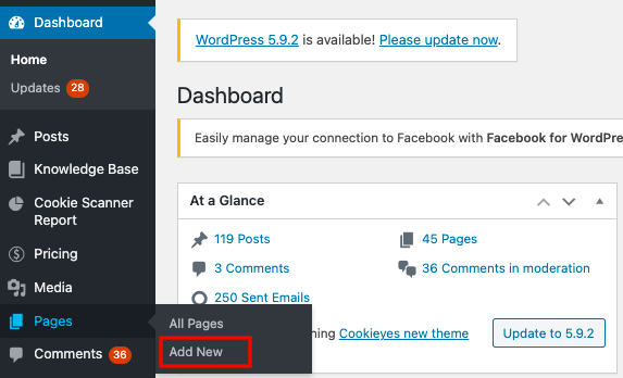wordpress dashboard