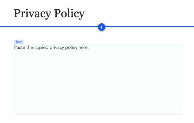 Add privacy policy on Wix website