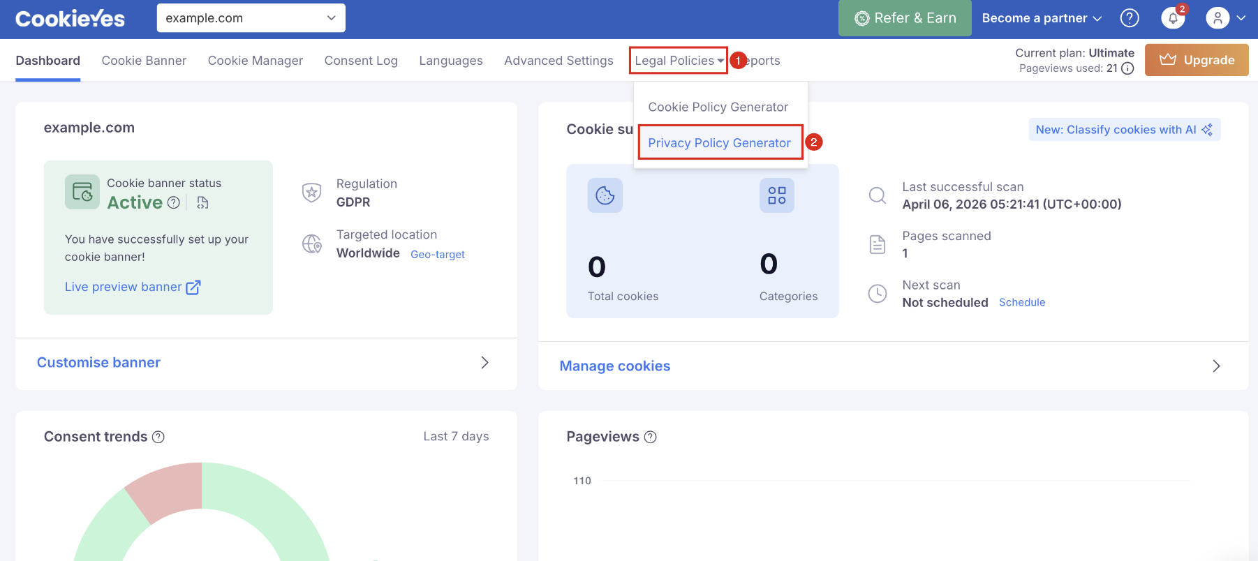 How to Add a Privacy Policy on Wix Using CookieYes?