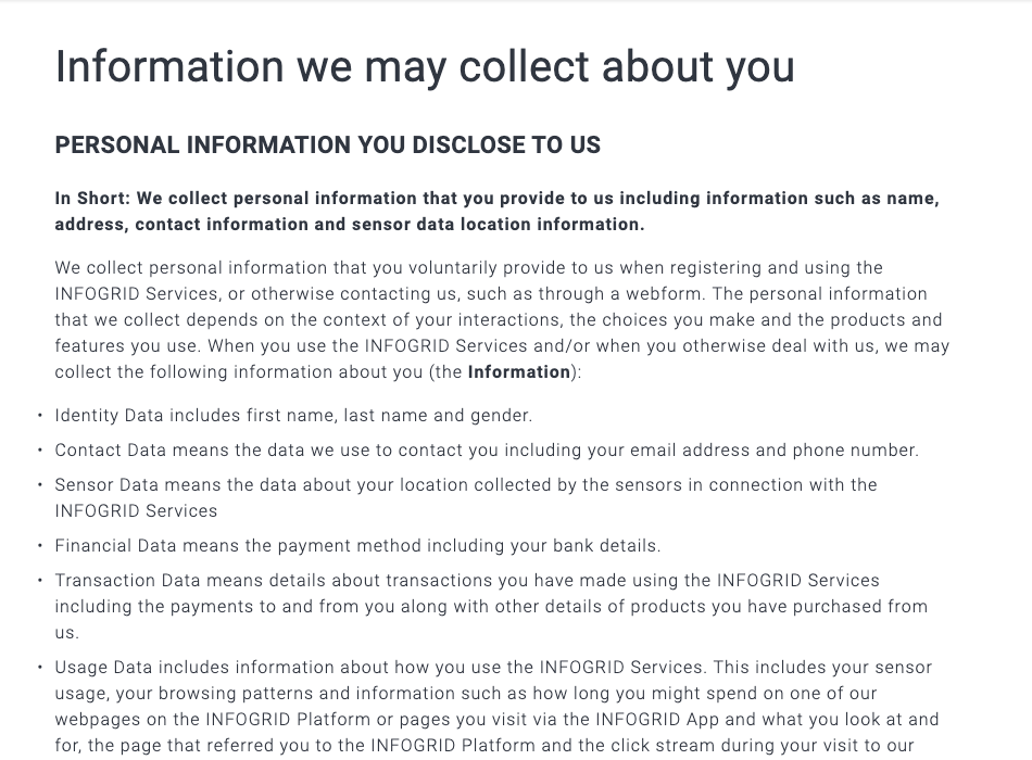 infogrid privacy policy