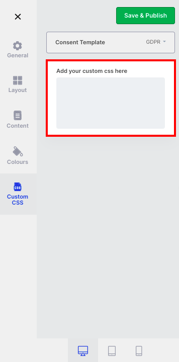 Add custom CSS in cookie banner on CookieYes app
