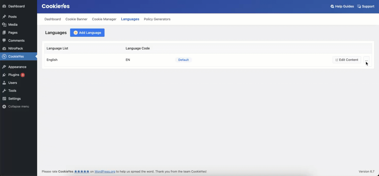 change default language in wordpress