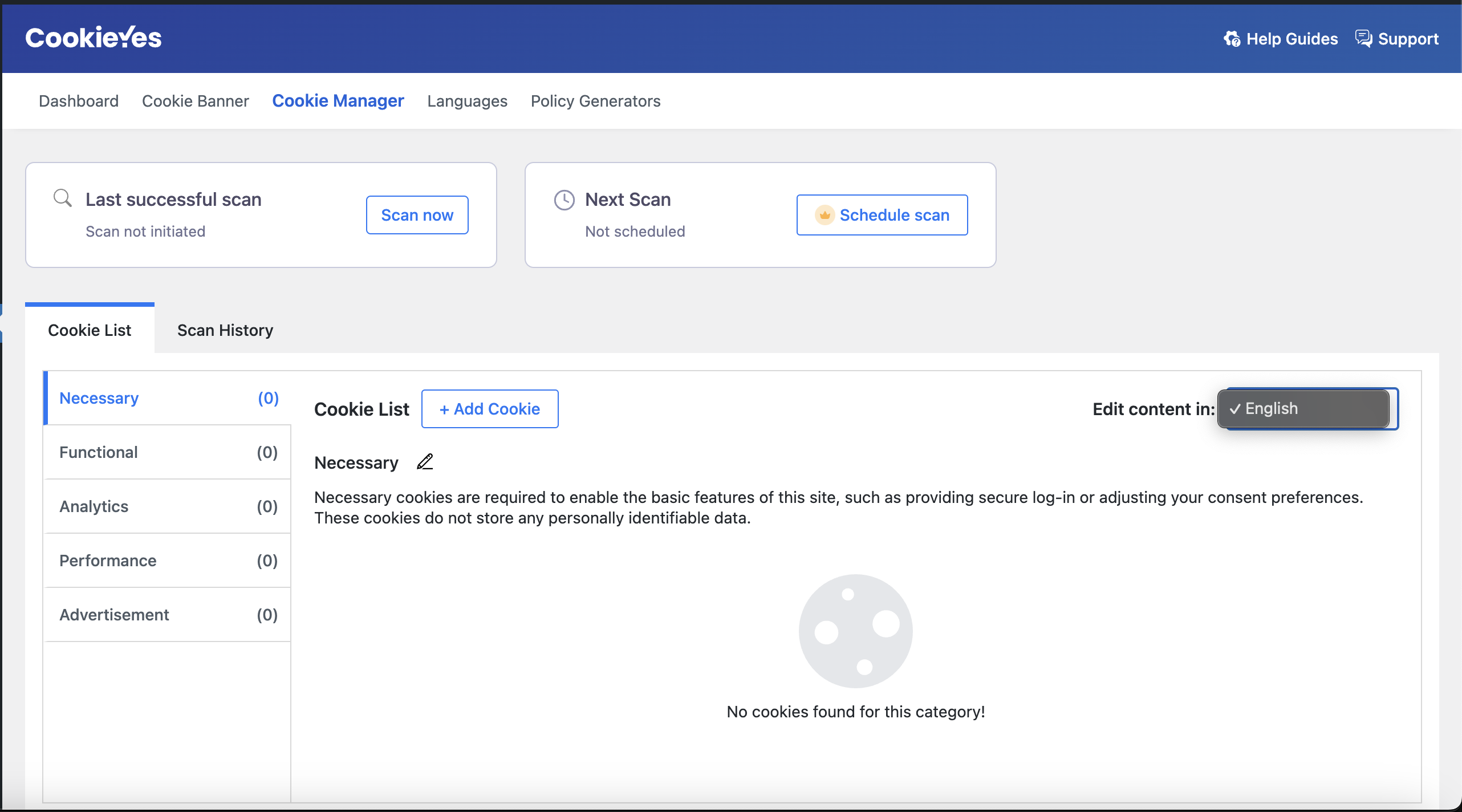 Edit content in Cookie Manager