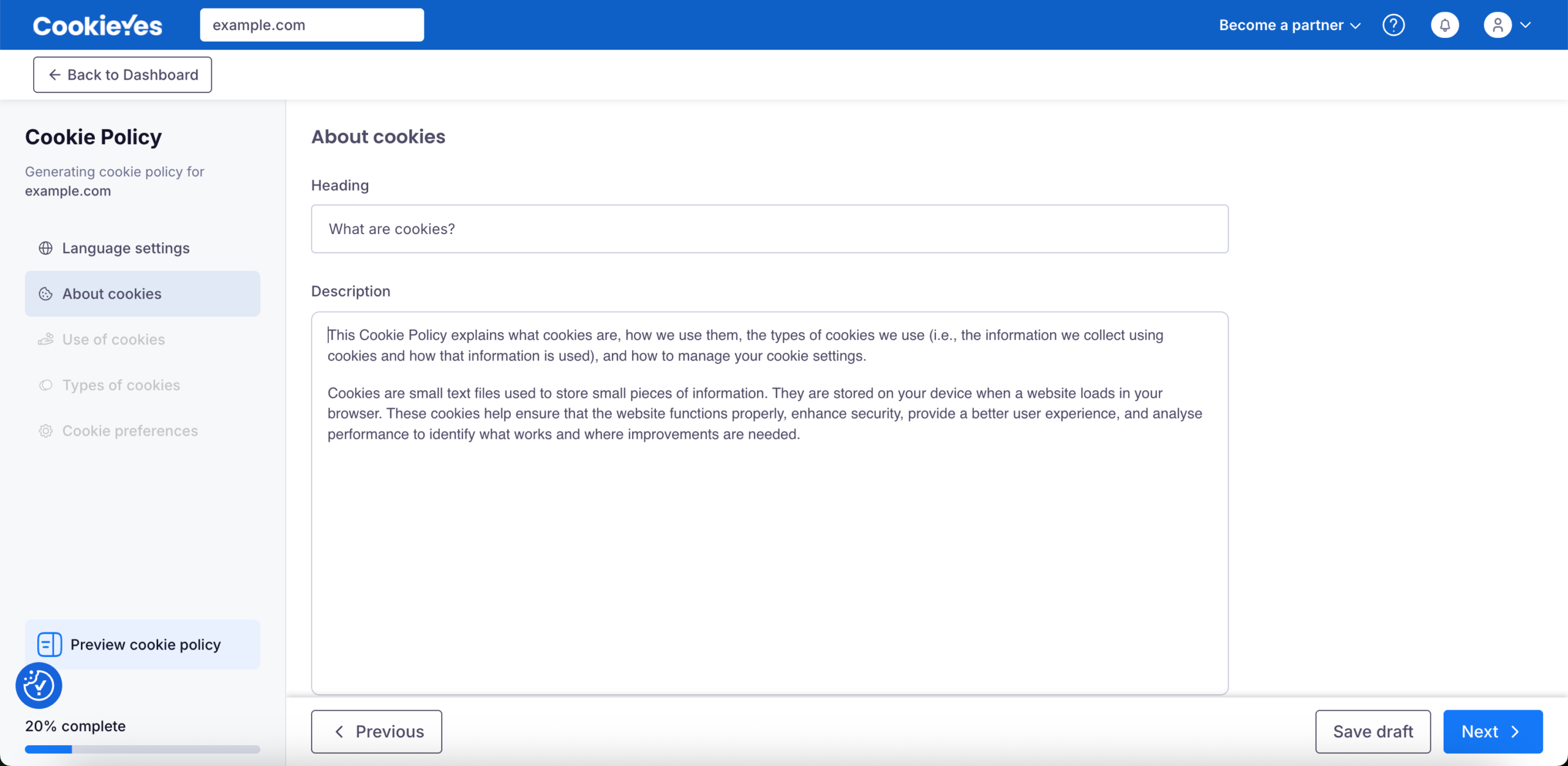 About cookie details