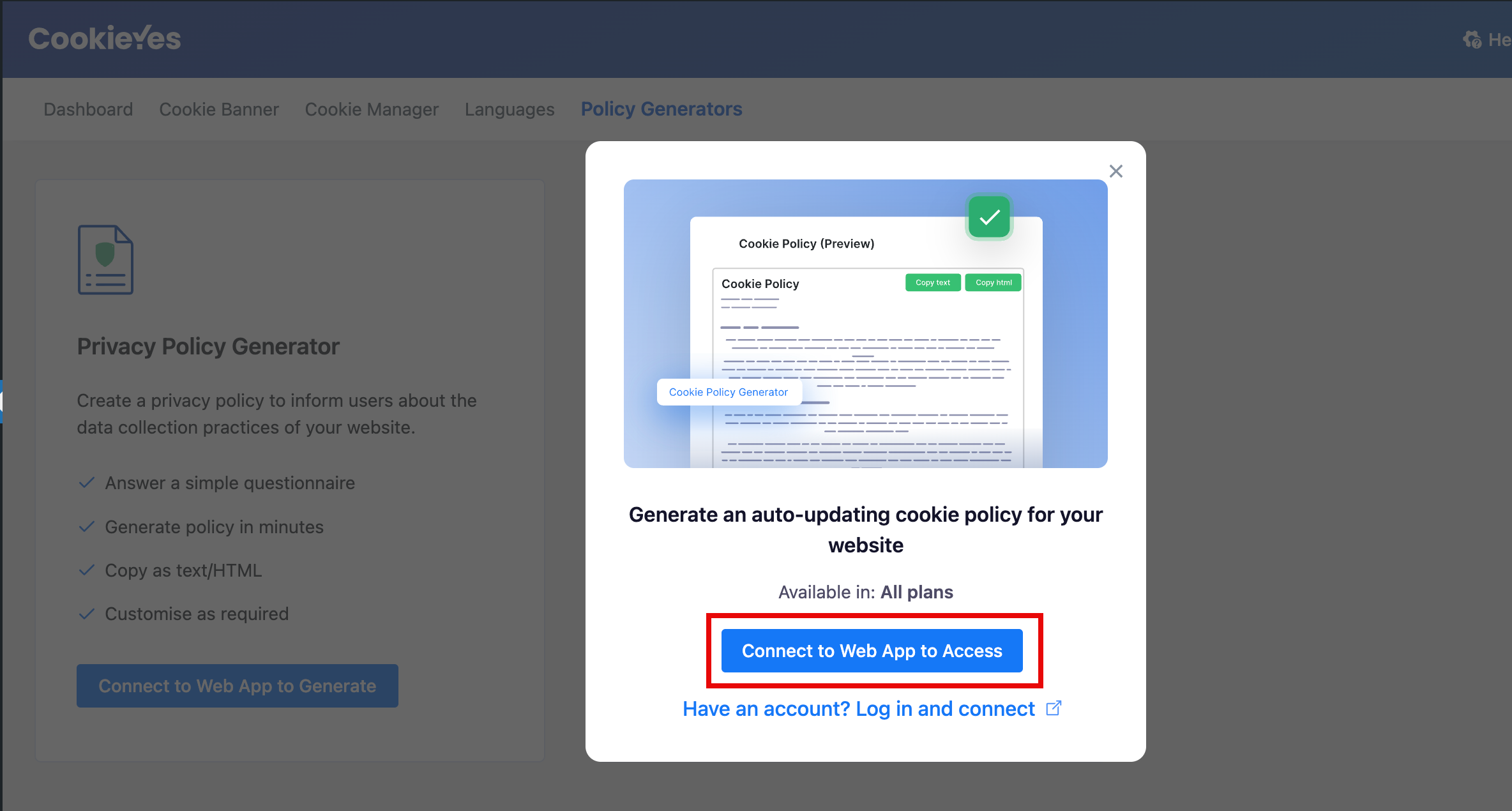 Connect to Web App access