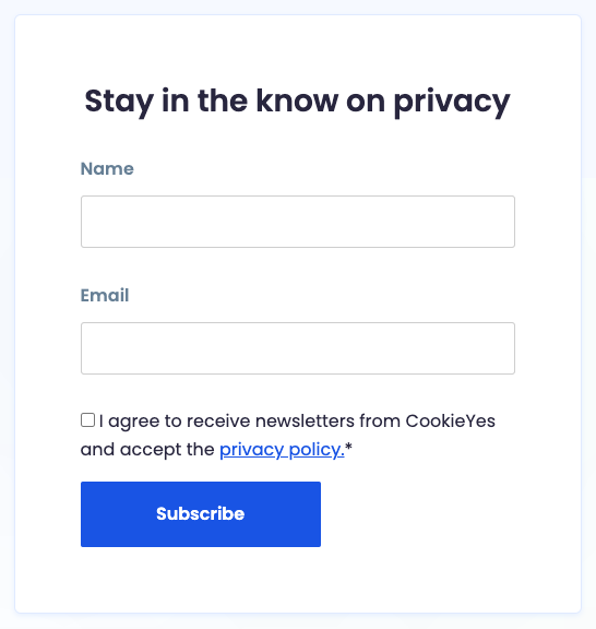 cookieyes newsletter from with opt-in