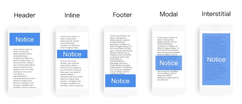 web.dev cookie notice types