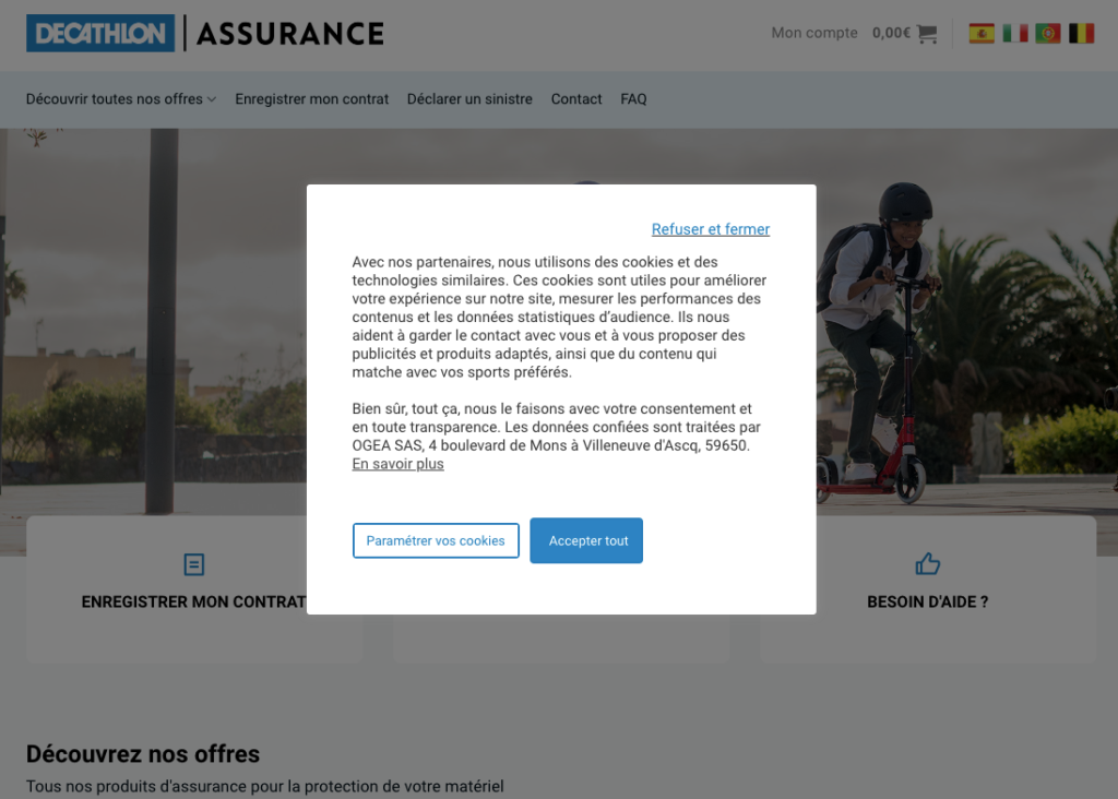 decathlon seo-friendly cookie banner