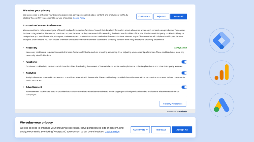 Make your use of data compliant with CookieYes CMP and Google Consent Mode