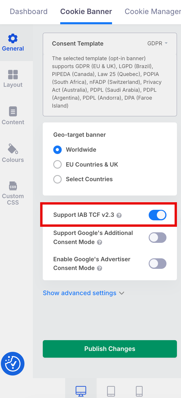 Enable IAB TCF v2.3