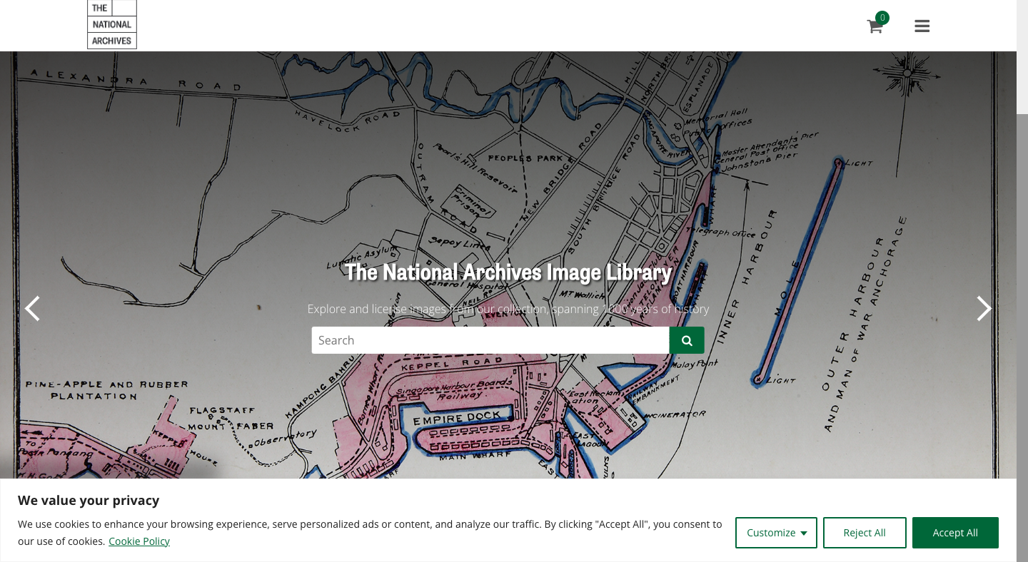 UK national archive image library GDPR cookie consent banner