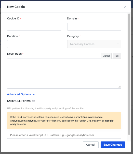 Add cookie in cookie manager