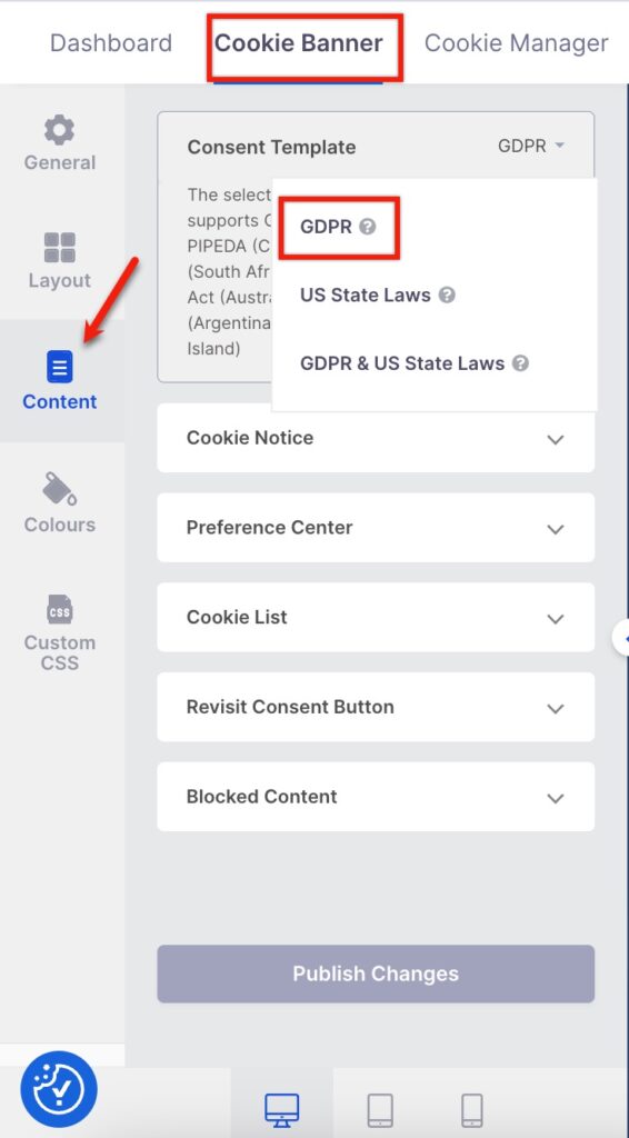 Configure the Consent Template (GDPR).