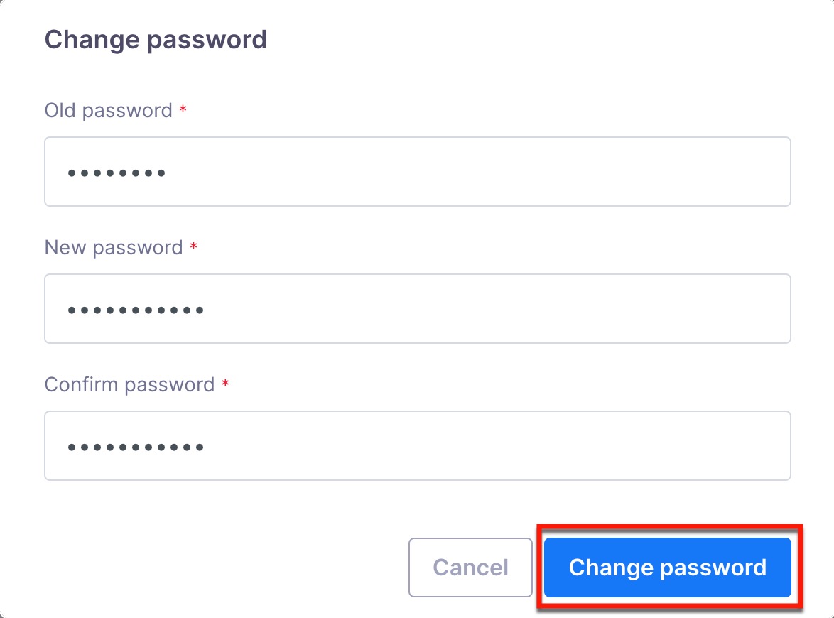 Change Password modal