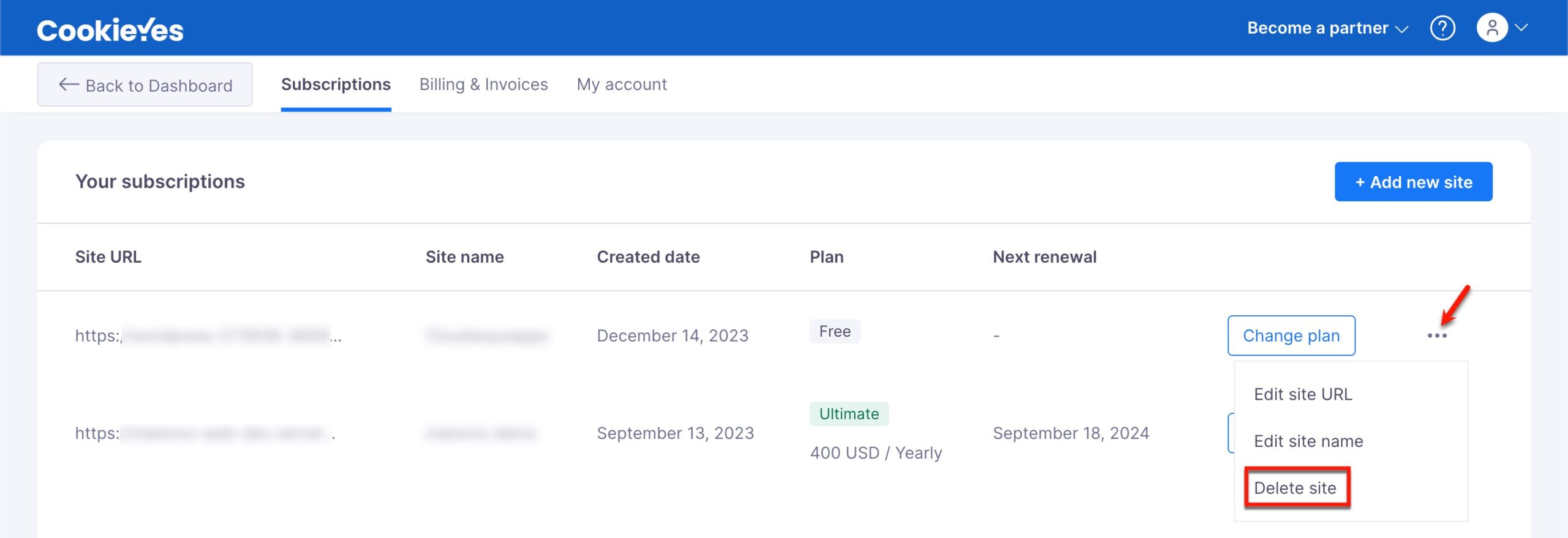 how to delete free site on godaddy