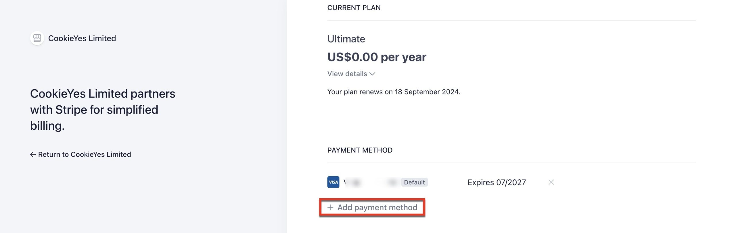 Add payment method