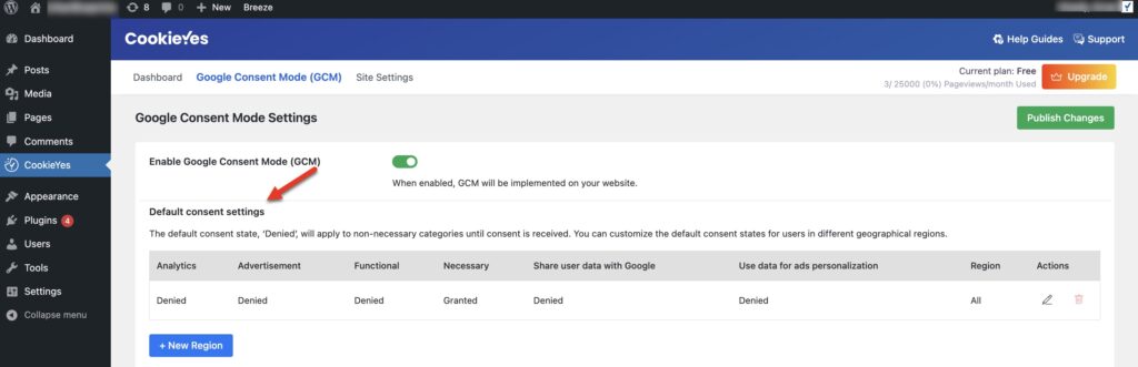 Default Consent Setting