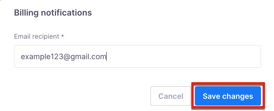Billing notification modal