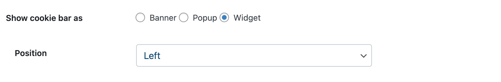 Show as: Widget