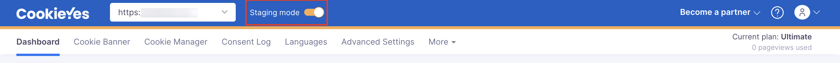 Staging Site toggle button