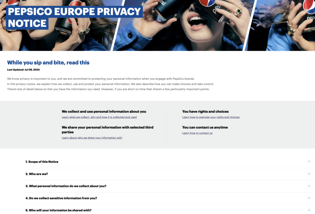 pepsico privacy policy