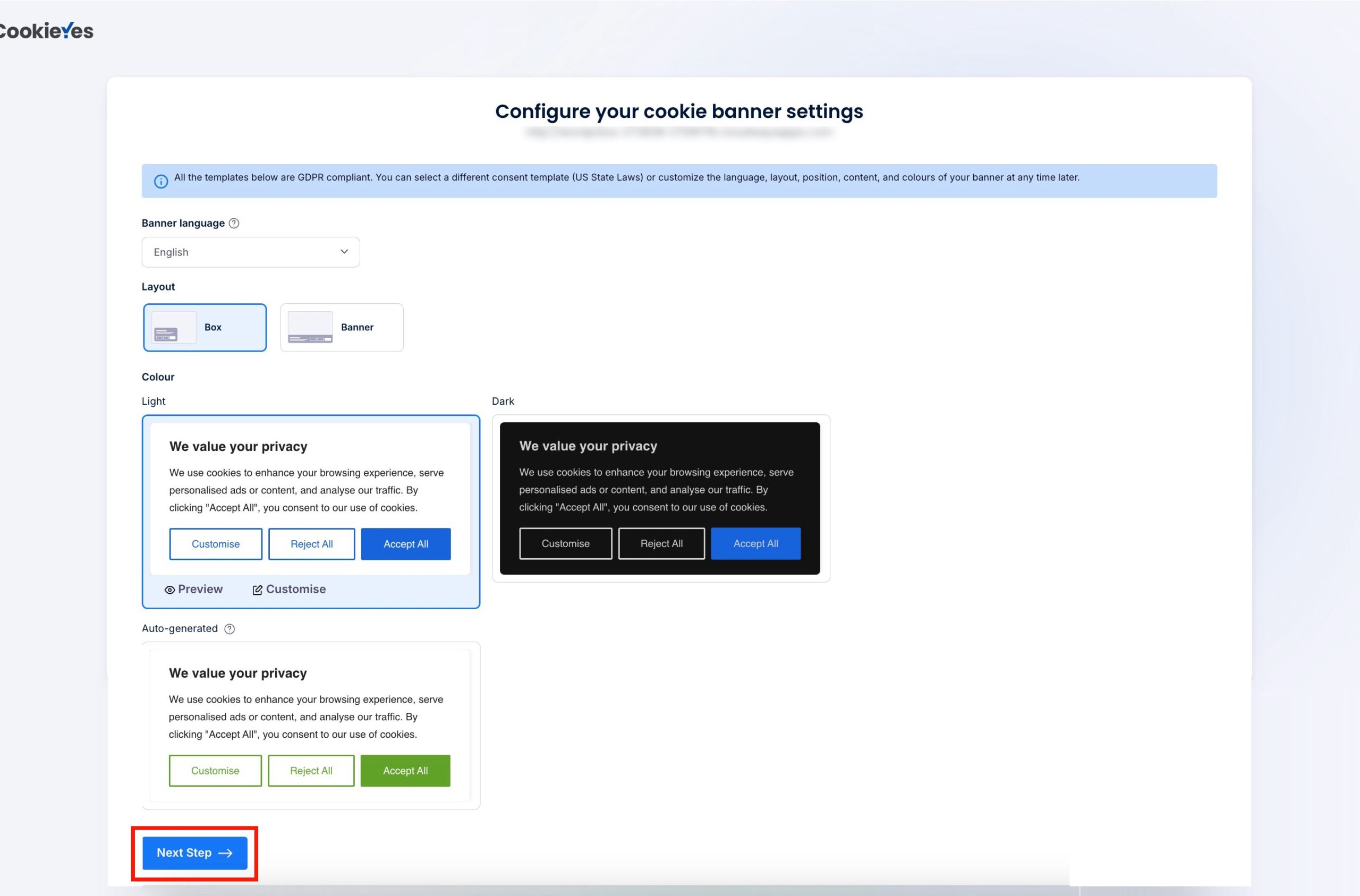 Setup Screen