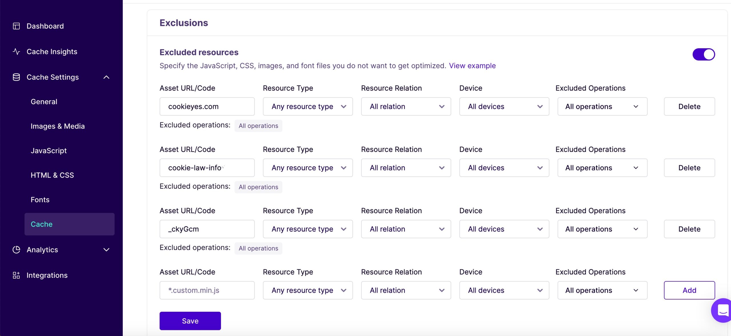 List of script to exclude