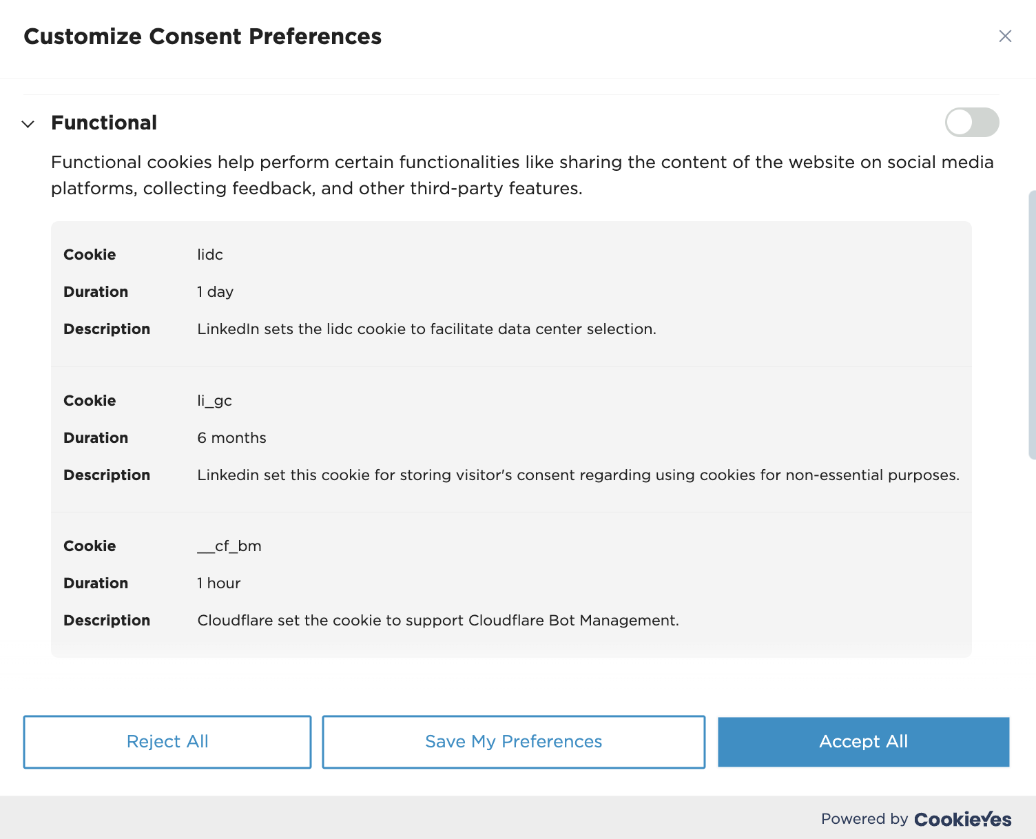 Boston Dynamic's website displaying functional cookies via a CookieYes banner