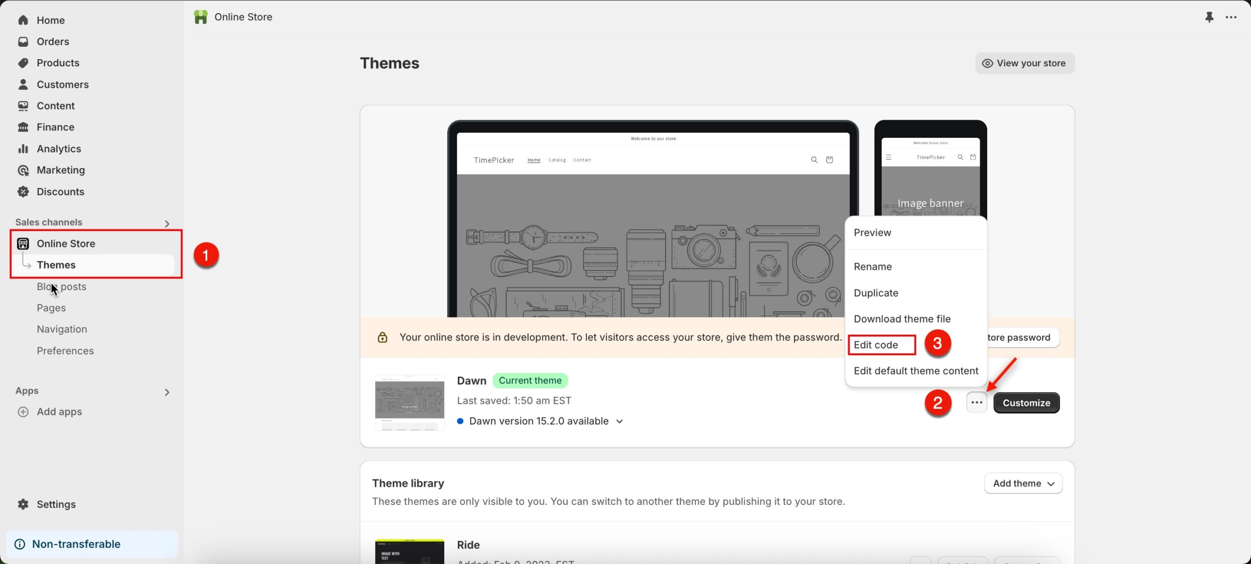 Shopify Edit Code
