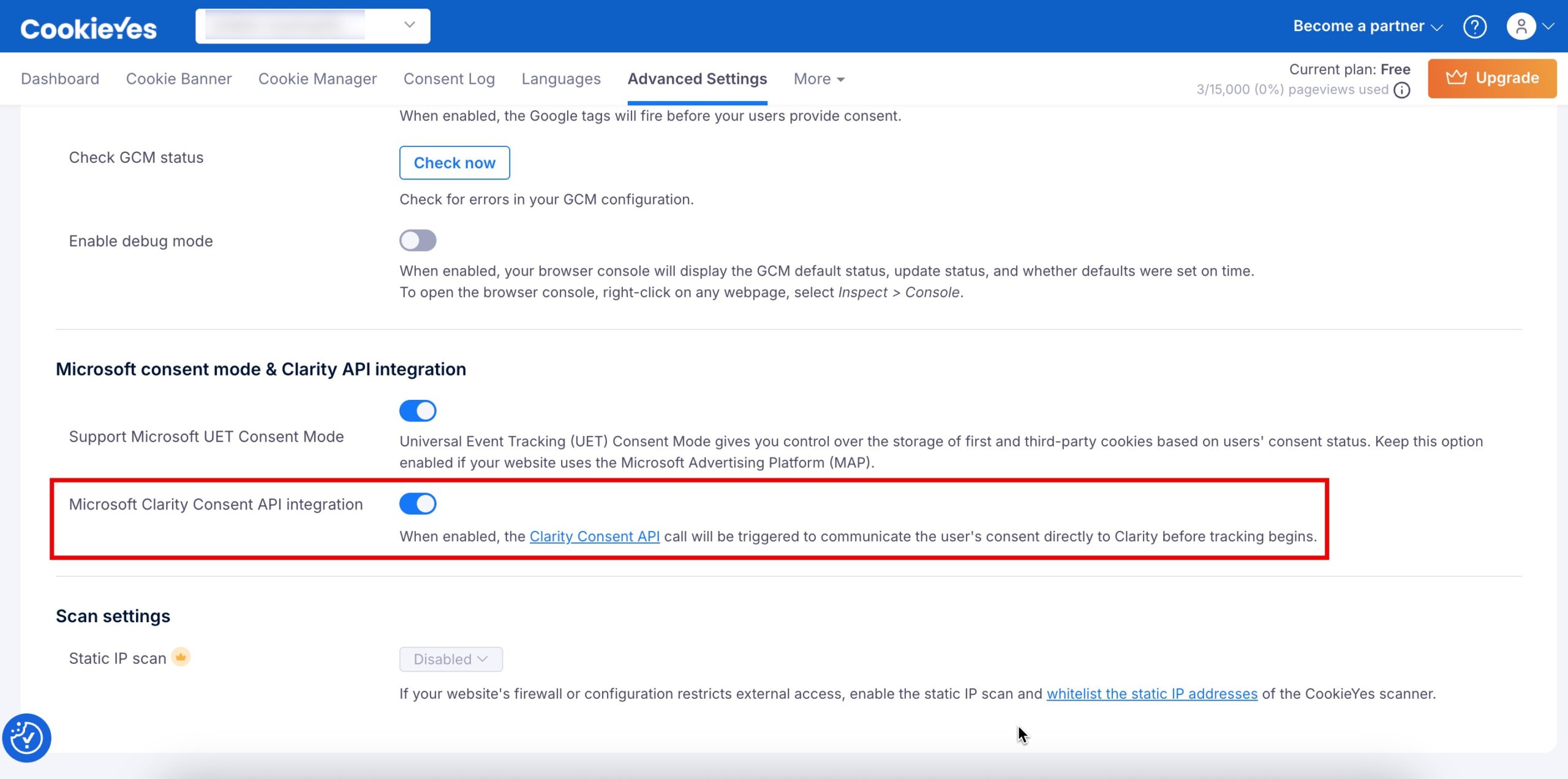 Microsoft Clarity Consent API Integration