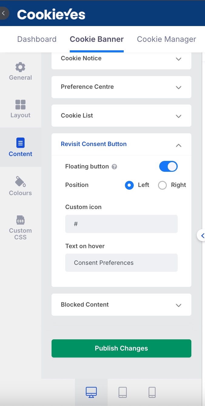 Revisit Consent Button