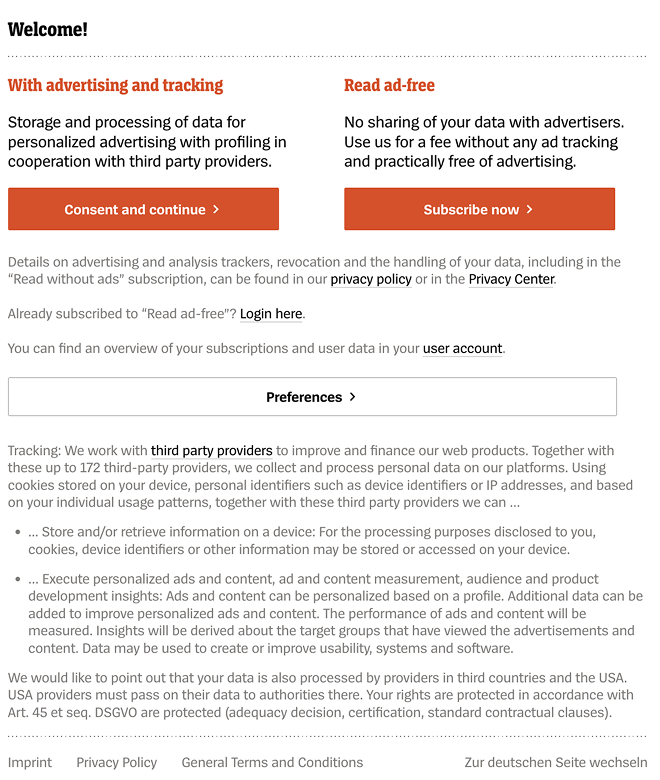 speigel consent or pay option