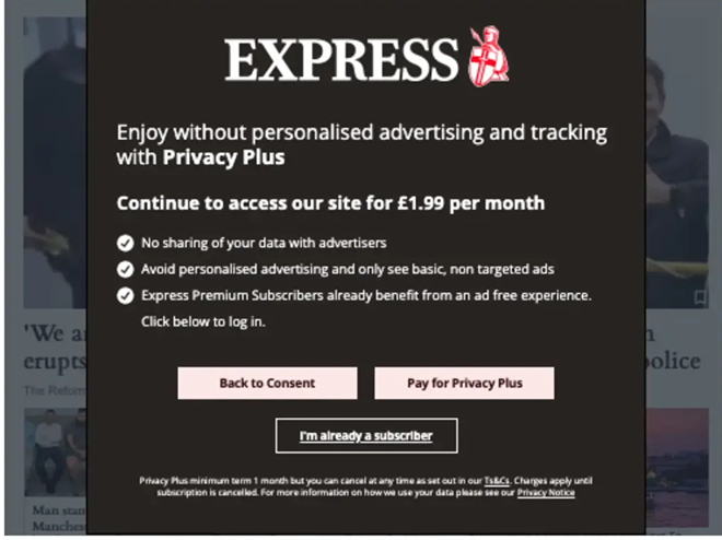 express consent or pay wall