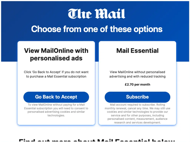 the mail consent or pay wall