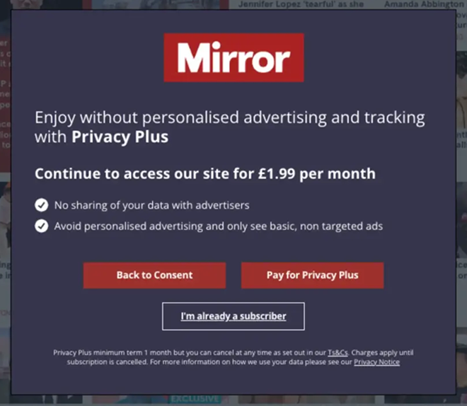the mirror payment option