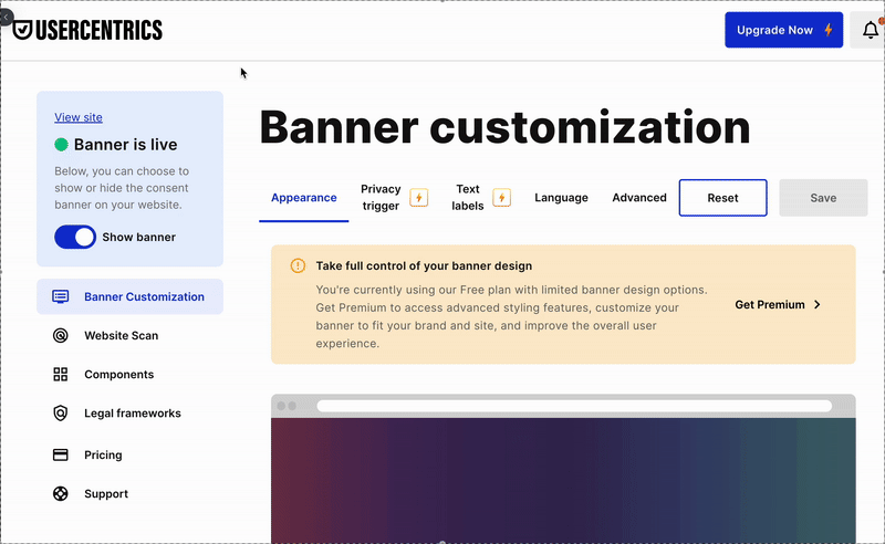 Usercentrics Wix customisation