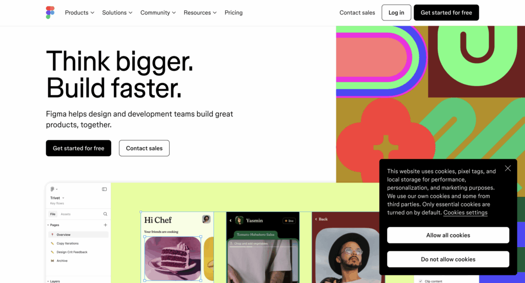 Cookie banner as seen on Figma's website.