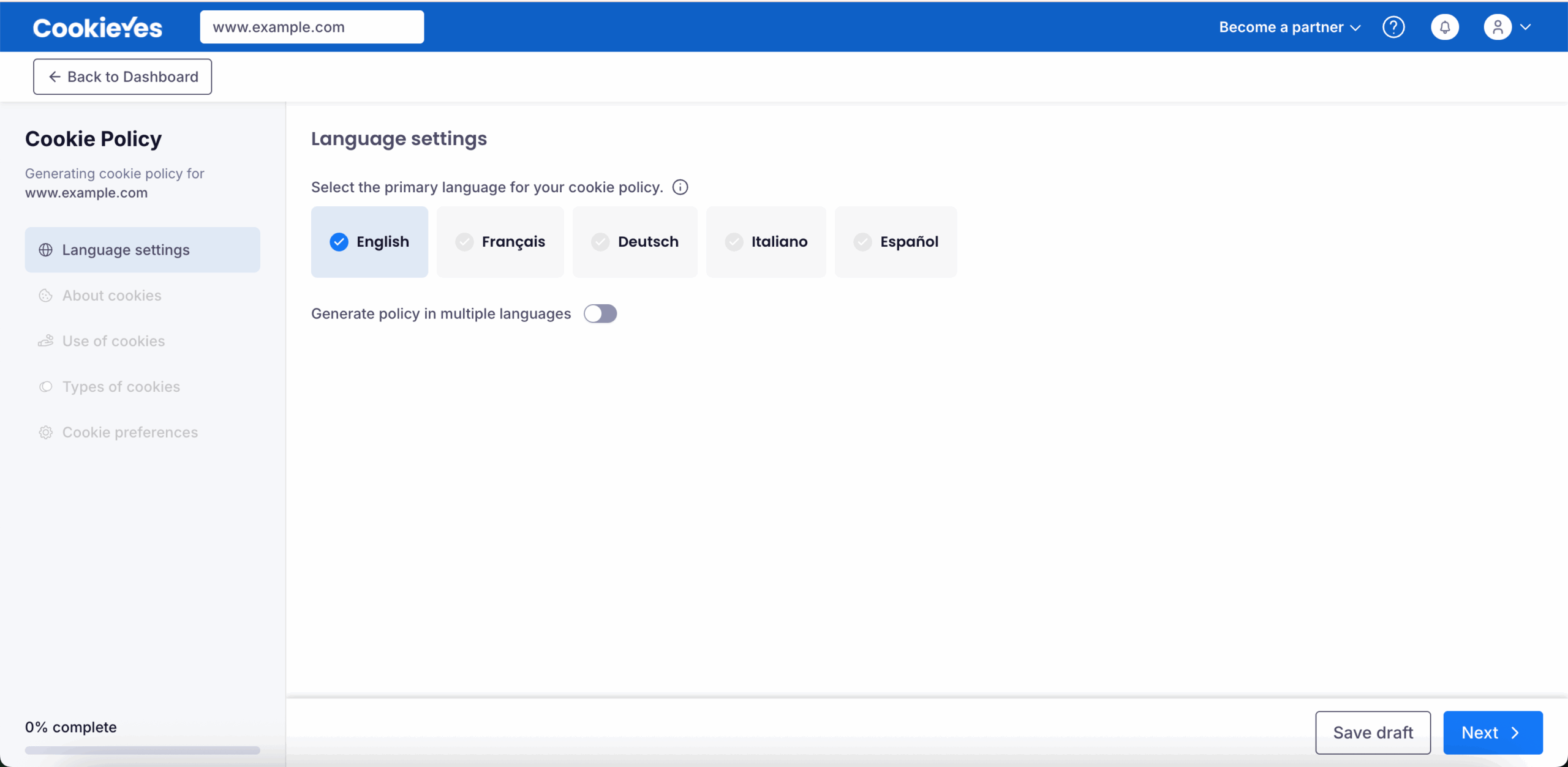 Primary Language Setting