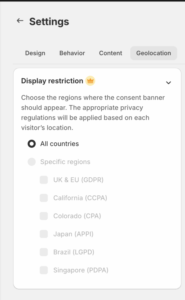 consentik geotargeting setting