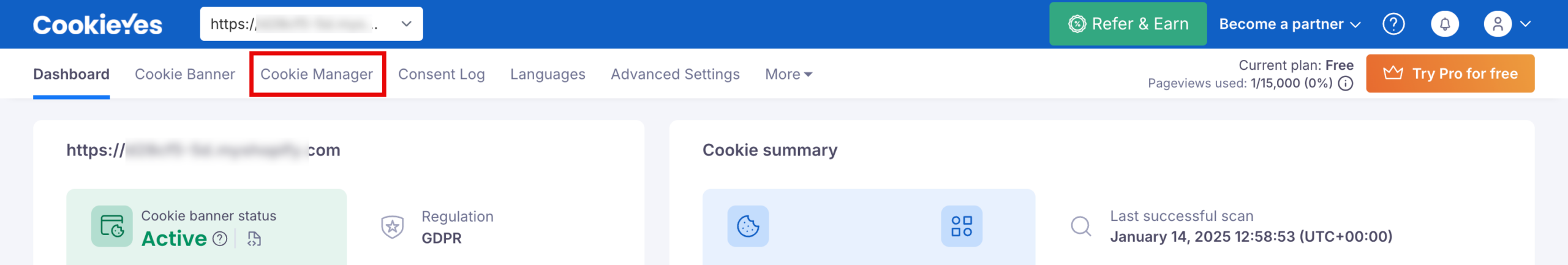 CookieYes Dashboard