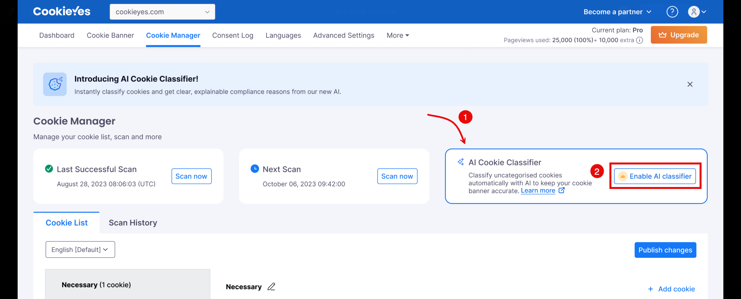 enable cookie classifier