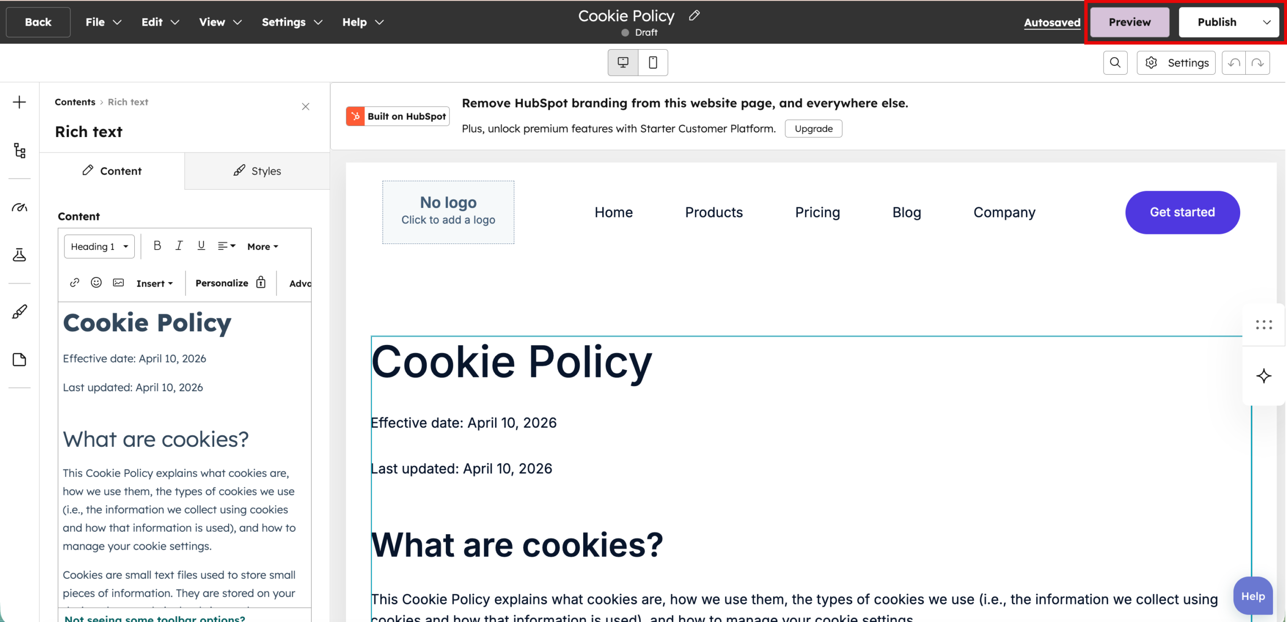 Preview and Publish